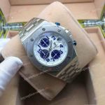 Audemars Piguet High Quality SS white Chronograph Blue Sub-dials Mens Watch